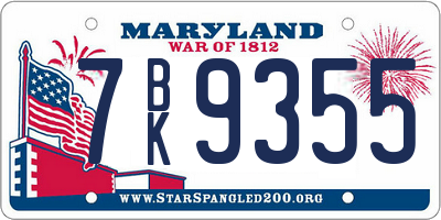 MD license plate 7BK9355
