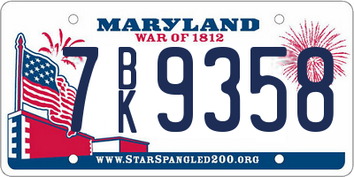 MD license plate 7BK9358
