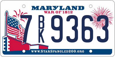 MD license plate 7BK9363