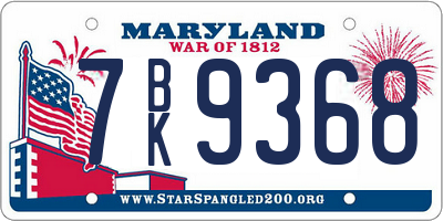 MD license plate 7BK9368
