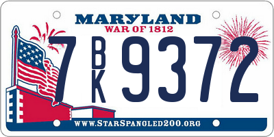 MD license plate 7BK9372