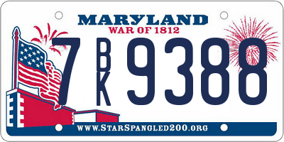 MD license plate 7BK9388