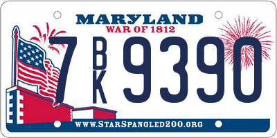 MD license plate 7BK9390
