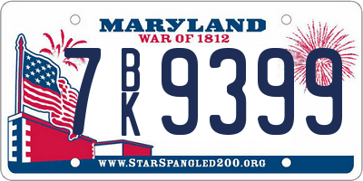 MD license plate 7BK9399