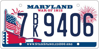 MD license plate 7BK9406
