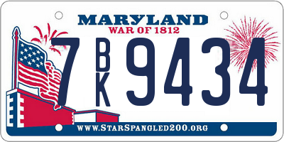 MD license plate 7BK9434