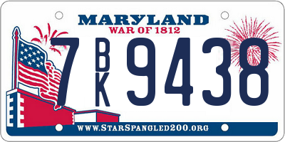 MD license plate 7BK9438