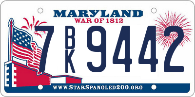 MD license plate 7BK9442