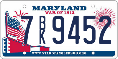 MD license plate 7BK9452