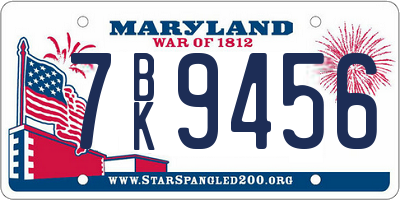 MD license plate 7BK9456