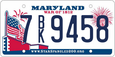 MD license plate 7BK9458