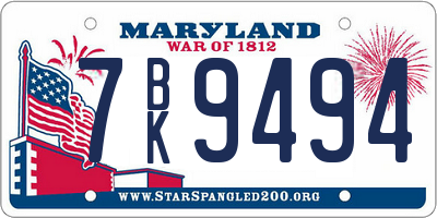 MD license plate 7BK9494