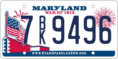 MD license plate 7BK9496
