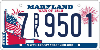 MD license plate 7BK9501