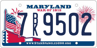 MD license plate 7BK9502