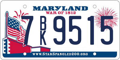 MD license plate 7BK9515