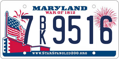MD license plate 7BK9516