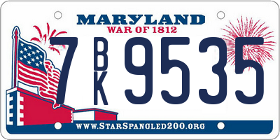 MD license plate 7BK9535