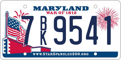 MD license plate 7BK9541