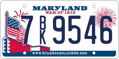 MD license plate 7BK9546