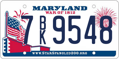 MD license plate 7BK9548