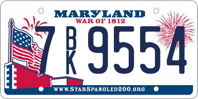 MD license plate 7BK9554