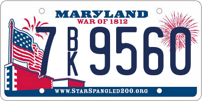 MD license plate 7BK9560