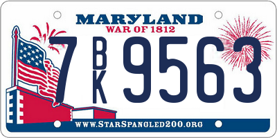 MD license plate 7BK9563