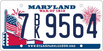 MD license plate 7BK9564