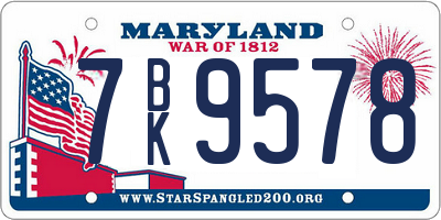 MD license plate 7BK9578