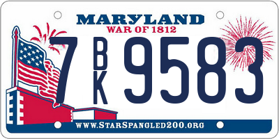 MD license plate 7BK9583