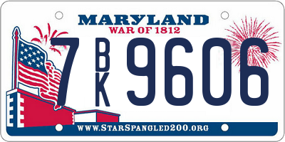 MD license plate 7BK9606