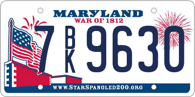 MD license plate 7BK9630