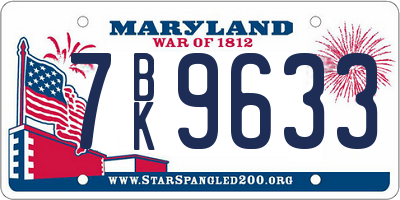 MD license plate 7BK9633
