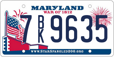 MD license plate 7BK9635