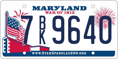 MD license plate 7BK9640