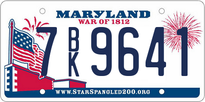 MD license plate 7BK9641