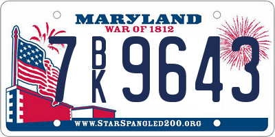 MD license plate 7BK9643
