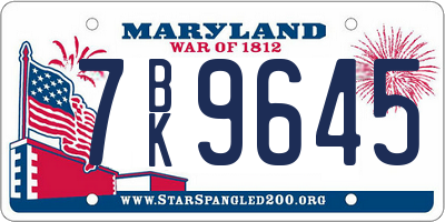 MD license plate 7BK9645