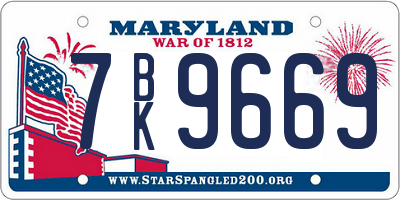 MD license plate 7BK9669