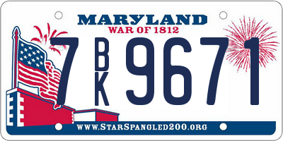 MD license plate 7BK9671