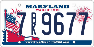 MD license plate 7BK9677