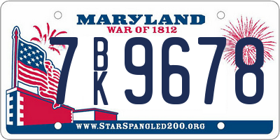 MD license plate 7BK9678