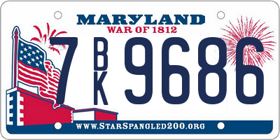 MD license plate 7BK9686