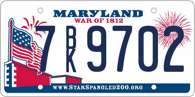 MD license plate 7BK9702