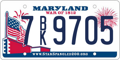 MD license plate 7BK9705