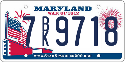 MD license plate 7BK9718
