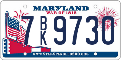 MD license plate 7BK9730