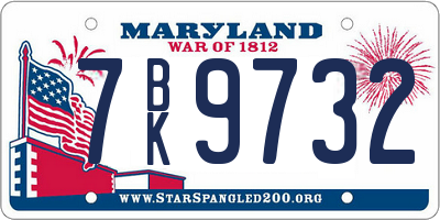 MD license plate 7BK9732