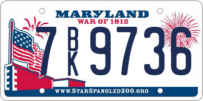 MD license plate 7BK9736